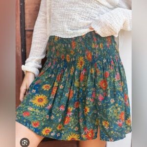 NATURAL LIFE Floral Mini Skirt in Green and Yellow
